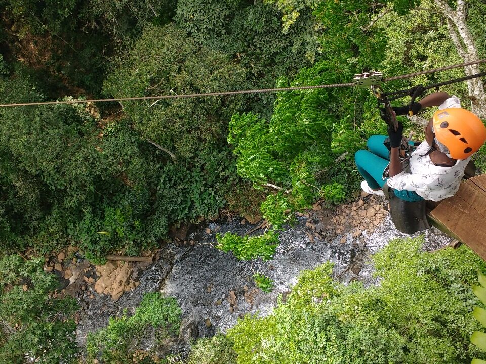 Zip lining in Mabira Forest